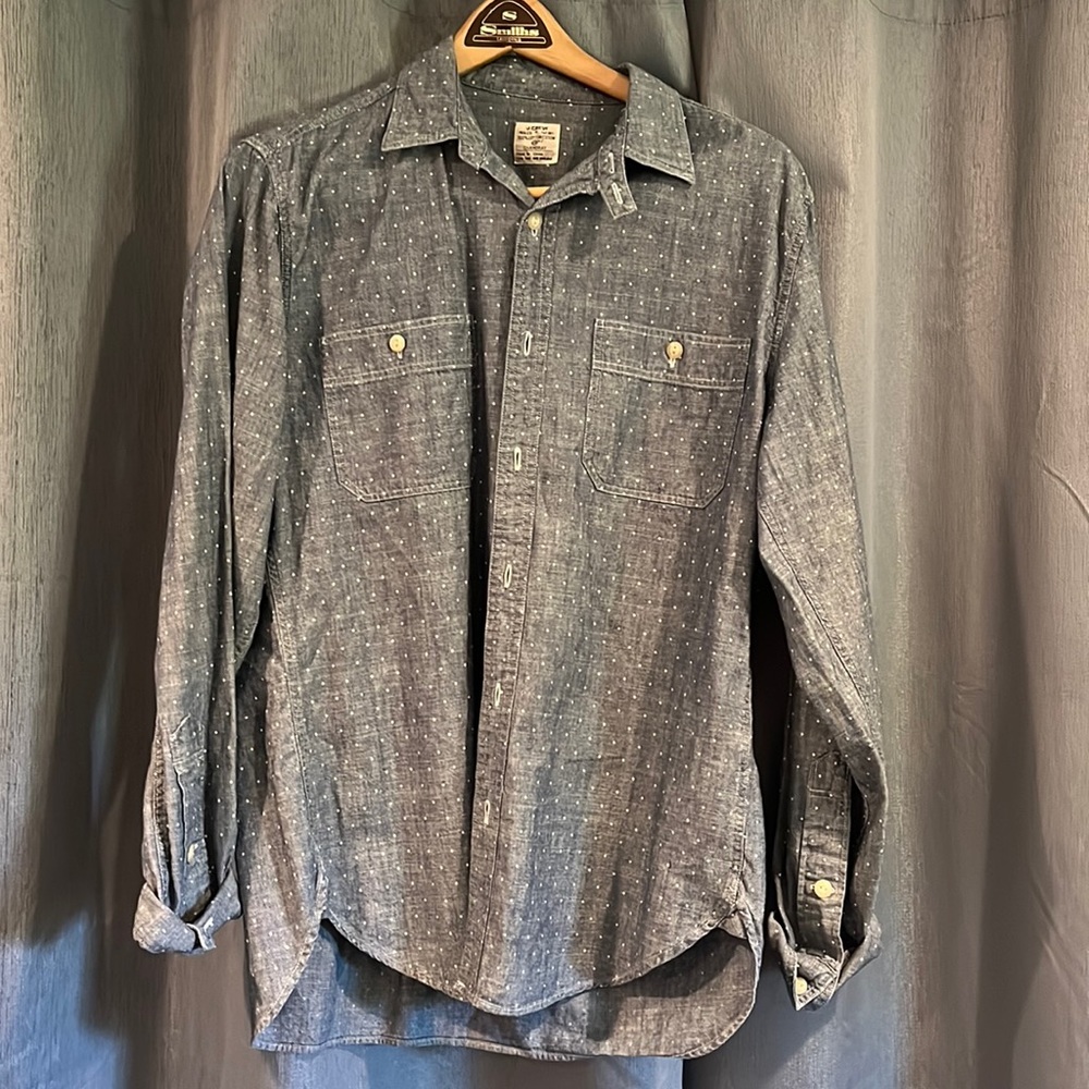 J. Crew Chambray Polka Dot Shirt